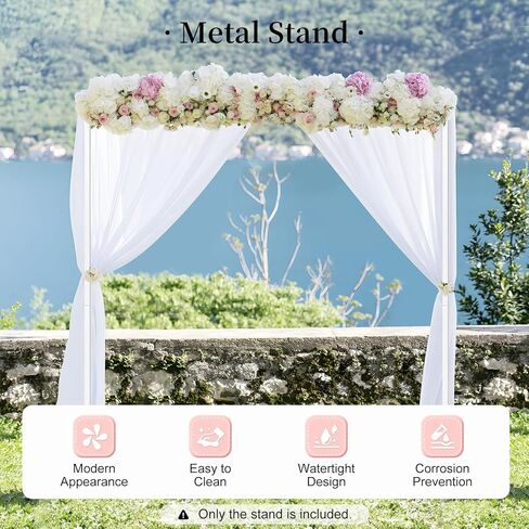 Wedding Square Arch Stand, 6.6FT White Balloon Backdrop Arch Stand with Base Pipes Kit, Square Metal Frame Wedding Photo Background Decoration for Birthday Ceremony in Saudi Arabia