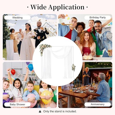 Wedding Square Arch Stand, 6.6FT White Balloon Backdrop Arch Stand with Base Pipes Kit, Square Metal Frame Wedding Photo Background Decoration for Birthday Ceremony in Saudi Arabia