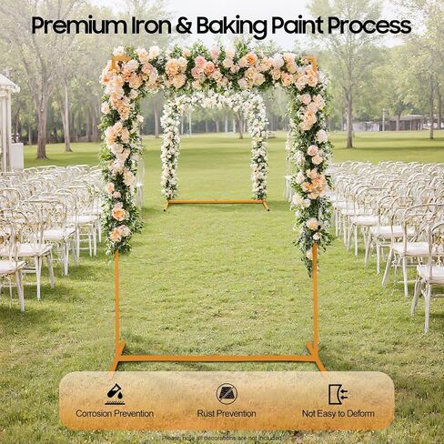 Wedding Square Arch Stand, 6.6FT White Balloon Backdrop Arch Stand with Base Pipes Kit, Square Metal Frame Wedding Photo Background Decoration for Birthday Ceremony in Saudi Arabia