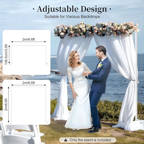 Wedding Square Arch Stand, 6.6FT White Balloon Backdrop Arch Stand with Base Pipes Kit, Square Metal Frame Wedding Photo Background Decoration for Birthday Ceremony in Saudi Arabia