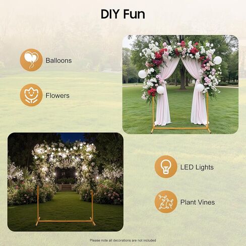 Wedding Square Arch Stand, 6.6FT White Balloon Backdrop Arch Stand with Base Pipes Kit, Square Metal Frame Wedding Photo Background Decoration for Birthday Ceremony in Saudi Arabia