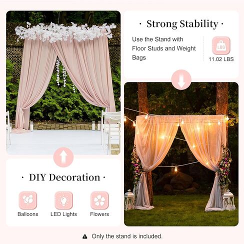 Wedding Square Arch Stand, 6.6FT White Balloon Backdrop Arch Stand with Base Pipes Kit, Square Metal Frame Wedding Photo Background Decoration for Birthday Ceremony in Saudi Arabia