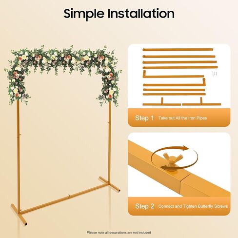 Wedding Square Arch Stand, 6.6FT White Balloon Backdrop Arch Stand with Base Pipes Kit, Square Metal Frame Wedding Photo Background Decoration for Birthday Ceremony in Saudi Arabia