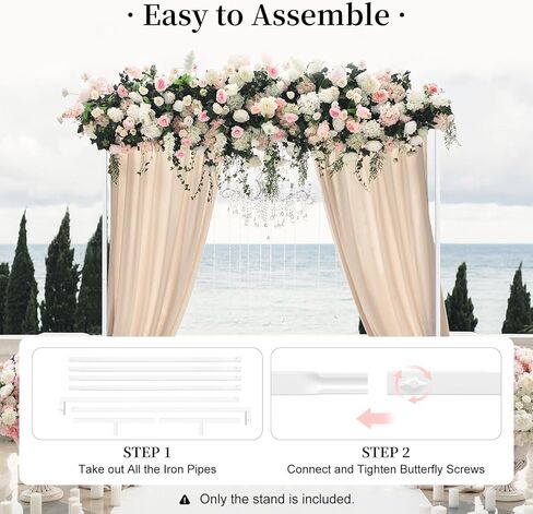 Wedding Square Arch Stand, 6.6FT White Balloon Backdrop Arch Stand with Base Pipes Kit, Square Metal Frame Wedding Photo Background Decoration for Birthday Ceremony in Saudi Arabia