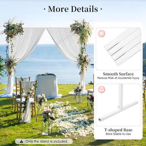 Wedding Square Arch Stand, 6.6FT White Balloon Backdrop Arch Stand with Base Pipes Kit, Square Metal Frame Wedding Photo Background Decoration for Birthday Ceremony in Saudi Arabia