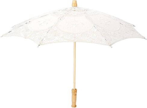 Wedding Bride Photography Umbrella, Lace Flower Embroidery Parasol, Silk Cloth White Beige Large Small in Kuwait