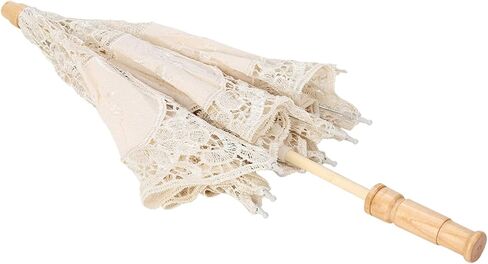 Wedding Bride Photography Umbrella, Lace Flower Embroidery Parasol, Silk Cloth White Beige Large Small in Kuwait
