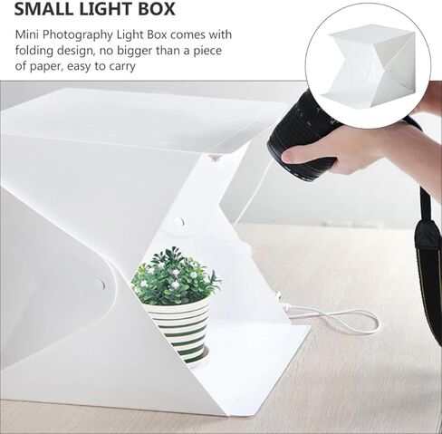TEHAUX Mini Photo Box Light Tent مع إضاءة LED، صندوق تصوير صغير قابل للطي مقاس 20 سم، طقم استوديو صور محمول مع 6 خلفيات ملونة للمنتج وتصوير الصور in Kuwait