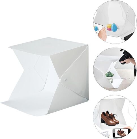 TEHAUX Mini Photo Box Light Tent مع إضاءة LED، صندوق تصوير صغير قابل للطي مقاس 20 سم، طقم استوديو صور محمول مع 6 خلفيات ملونة للمنتج وتصوير الصور in Kuwait