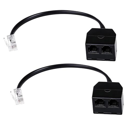 2 Pack Two Way Telephone Splitters RJ11 Male to Dual Female Cable 6P4C Phone Splitter for Landline Suitable for Telephone, Fax Machine, White in Saudi Arabia