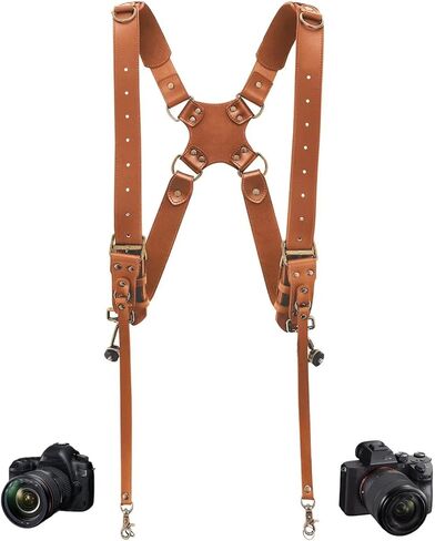 Camera Harness for 2 Cameras,Dual Leather Camera Strap for Photographers,Camera Shoulder Strap for DSLR/SLR,Small in Saudi Arabia