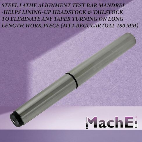 MachEl Steel Lathe Alignment Test Bar Mandrel, MT2 Regular Taper, 180 mm OAL, Headstock & Tailstock Alignment Tool in Kuwait