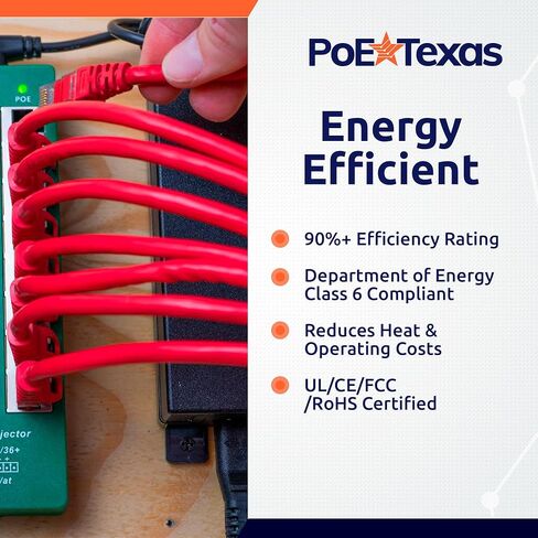 PoE Texas 56V 60W Power Supply with Wall Mounting Tabs - UL/FCC/CE Certified DC Adapter for Power Over Ethernet Injectors, Switches, 802.3af/at Devices, IP Cameras, WiFi Access Points, VoIP Phones in Saudi Arabia