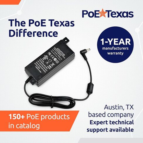 PoE Texas 56V 60W Power Supply with Wall Mounting Tabs - UL/FCC/CE Certified DC Adapter for Power Over Ethernet Injectors, Switches, 802.3af/at Devices, IP Cameras, WiFi Access Points, VoIP Phones in Saudi Arabia
