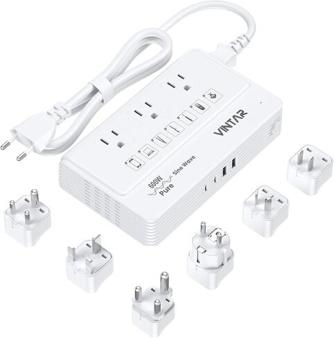 220V to 110V Voltage Converter, VINTAR 2000W Universal Travel Adapter Voltage Converter US to Europe, International Step Down Transformer Power Converters Adapter Combo for EU UK JP AU in SA in Kuwait