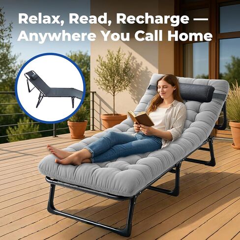 سرير التخييم المحمول للبالغين مع مرتبة قابلة للإزالة ، وطبقة مزدوجة 1200d 330 رطل من سرير الرفاهية ، وسرير التخييم الثقيل مع وسادة ، وتكوين 4 موضع للنوم (الأزرق) in Kuwait