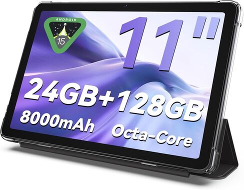 Tablet 11 inch Android 15 Tablets | Octa-core | 12GB RAM+128GB ROM | 8000mAh Tablet with Keyboard | Mouse | Case | Dual Band WiFi | BT 5.0 | GPS | 13 MP Dual Camera in Saudi Arabia