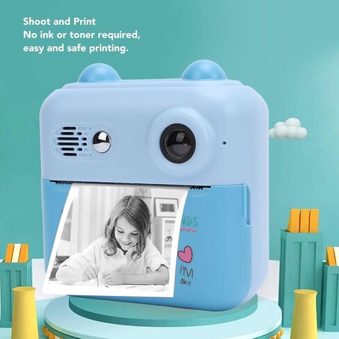 50MP Kids Camera Instant Print, HD 1080P Digital Camera with 16x Digital Zoom, 2.4 Inch HD Eye Caring Screen, Instant Camera Toddler Portable Travel Camera Toy for Travel in Saudi Arabia