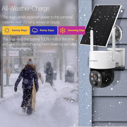 [Night Color] XMARTO 10CH 10Pcs 2K HD Wireless Solar Security Camera System with Starlight Color Night Vision, PTZ Control, Long Range WiFi6, HDMI View on Monitor, 0 Monthly Fee, 64GB Micro SD in Saudi Arabia