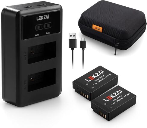 بطارية Lekzai LP-E17 وشاحن USB مزدوج سريع لكاميرا Canon EOS R100 R50 RP R10 R8، Rebel T6i، T7i، T8i، T6s، SL2 SL3، M3، M5، M6، EOS M6 Mark II، 77D 200D 250D 750D 760D 800D كاميرا SLR رقمية in Kuwait