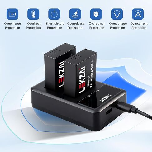 بطارية Lekzai LP-E17 وشاحن USB مزدوج سريع لكاميرا Canon EOS R100 R50 RP R10 R8، Rebel T6i، T7i، T8i، T6s، SL2 SL3، M3، M5، M6، EOS M6 Mark II، 77D 200D 250D 750D 760D 800D كاميرا SLR رقمية in Kuwait