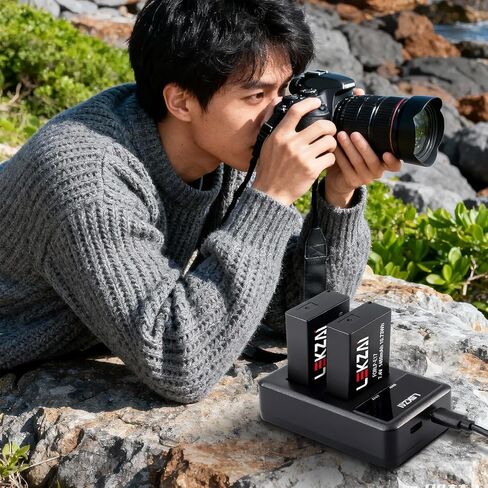 بطارية Lekzai LP-E17 وشاحن USB مزدوج سريع لكاميرا Canon EOS R100 R50 RP R10 R8، Rebel T6i، T7i، T8i، T6s، SL2 SL3، M3، M5، M6، EOS M6 Mark II، 77D 200D 250D 750D 760D 800D كاميرا SLR رقمية in Kuwait