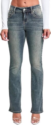 YMI Jeans Wannabettabutt Mid Rise Bootcut Jeans ، ملون منتصف الليل الأزرق ، 01 in Saudi Arabia