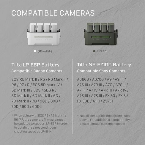 محطة شحن محمولة تيلتا LP-E6 | اشحن 4 بطاريات مع USB-C PD 45W شحن سريع | آمن لـ EOS R5 Mark II وR6 Mark II وR7 وR6 وR5 وR و5D Mark IV و6D و7D Mark II و90D و80D و70D و60D | أوف وايت in Saudi Arabia