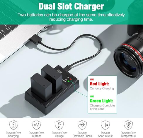 بطارية FirstPower NP-W126 NP-W126S وشاحن USB مزدوج لـ X100V، X100VI، X100F، X-A5، X-A10، X-E4، X-Pro2، X-Pro3، X-T1، X-T2، X-T3، X-T10، X-T20، X-T30، X-T30 II، X-T100، اكس-T200 فاين بيكس in Kuwait