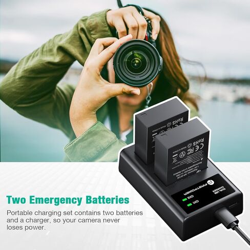 بطارية FirstPower NP-W126 NP-W126S وشاحن USB مزدوج لـ X100V، X100VI، X100F، X-A5، X-A10، X-E4، X-Pro2، X-Pro3، X-T1، X-T2، X-T3، X-T10، X-T20، X-T30، X-T30 II، X-T100، اكس-T200 فاين بيكس in Kuwait