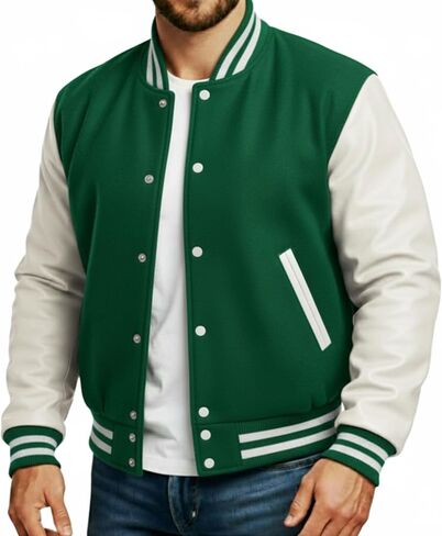 Premium Letterman Jacket Men - Wool Blend Leather Sleeves High School Varsity Jackets For Men in Saudi Arabia