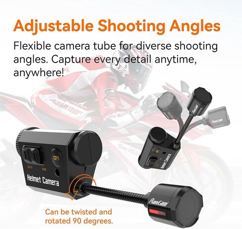 كاميرا خوذة RunCam، كاميرا حركة قابلة للانحناء بدقة 1080 بكسل مع تسجيل لمدة 7 ساعات مع التحكم في التطبيق لركوب الدراجات الهوائية والتسلق والرياضات الخارجية in Kuwait