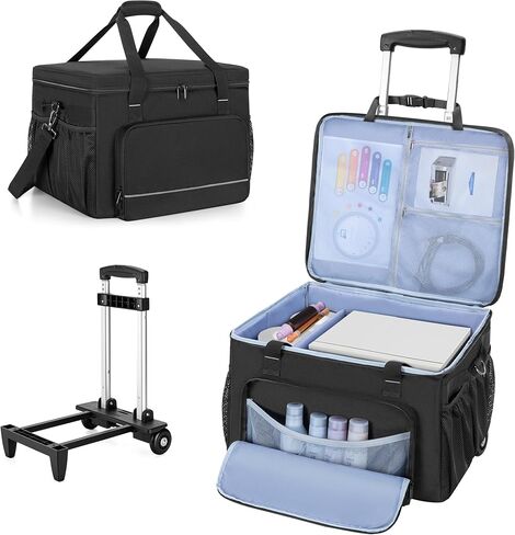 Yarwo Rolling Printer Case Compatible with DNP/HiTi/Mitsubishi Dye Sublimation Photo Printer, Padded Travel Bag with Detachable Wheels and Divider for Photo Machine Media Rolls Paper, 16.1x16.5x12 in in Saudi Arabia