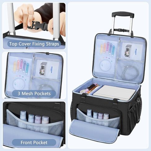 Yarwo Rolling Printer Case Compatible with DNP/HiTi/Mitsubishi Dye Sublimation Photo Printer, Padded Travel Bag with Detachable Wheels and Divider for Photo Machine Media Rolls Paper, 16.1x16.5x12 in in Saudi Arabia