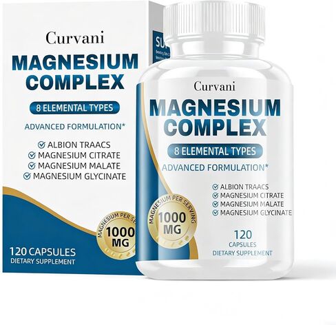Magnesium Complex Supplement, Provided by 1000mg of Eight Different Forms of Magnesium，Easy Absorption for Bones, Muscle, Recovery, Energy, Vegan Non-GMO120 Capsules (1pcs) in Saudi Arabia