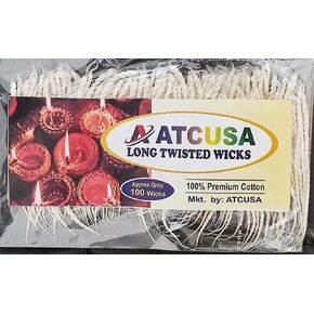 Handmade Long Cotton Wicks Puja Pooja Jyot Batti Oil Lamp Diyas Diwali Deepawali Diya Ideal for Brass, Kuber Clay Diya Home Mandir Temple (Twisted Cotton Wicks - Packet Pack (Approx 100 Wicks))