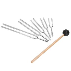 Health Tool Set, 256Hz, 288Hz, 320Hz, 341Hz, 384Hz, 426Hz, 480 Hz, 512Hz, 8PCS Steel Tuning Fork Set with Hammer and Wooden Outer Packaging TuningGeneral Accessories