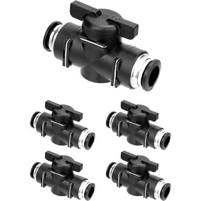 QWORK Push to Connect Valve, 10 Pcs 6mm Plastic Straight Union Connect Adapter, 6mmx6mm Tube OD, Quick and Easy Installation Pneumatic Ball Valves