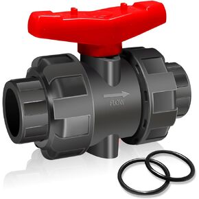 PVC Union Ball Valves, 1-1/2'' UPVC Full Flow Ball Valves Set, True Union Ball Valves Kit, Heavy Duty PVC Union Ball Valves with Slip Socket Full Port, for Various Water Control System