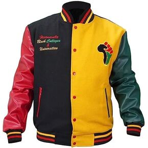 Naffa Fashion Men's Donovan Multicolor Varsity Mitchell Letterman Patches Pride Wool & Faux Leather Basketball Jacket