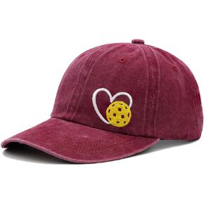 MINYJHZ Pickleball Hat for Women Men, Adjustable Embroidered Heart Pickleball Baseball Cap