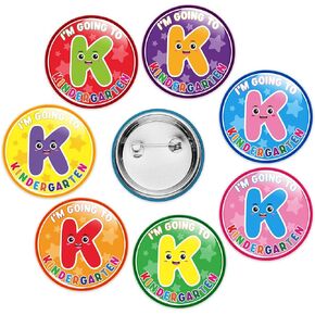 Kindergarten Graduation Button Pin- 28Pcs I'm Going to First Grade Badges Pins for Kids Graduation Party Exchange Gifts Rewards Bulk Mini Round Congrats Grad Buttons for Clothes Bags Hat Decor