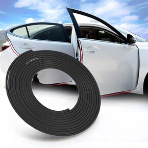 Car Door Protector Edge Guards, 16Ft(5M) Universal Rubber Seal Protector U Shape Edge Trim Car Door Edge Protection for Most Car (Black, 16FT)