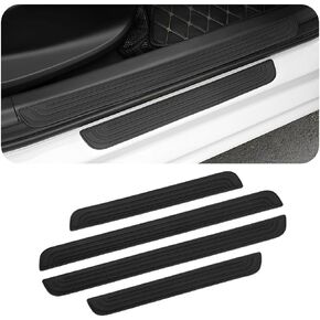 BELOMI 4PCS Car Door Threshold Protection Stickers, Auto Self-Adhesive Scratch Resistant Door Entry Guard, Scuff Edge Step Dust Shield Covers, Universal for Vehicles, SUV, Truck (Black/Large)