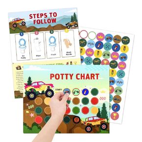 10 Pcs Monster Truck Potty Training Sticker Chart, Potty Training Chart for Boys and Girls, Potty Reward Chart with Stickers, Potty Training Chart with Stickers, Potty Sticker Chart (Multi)