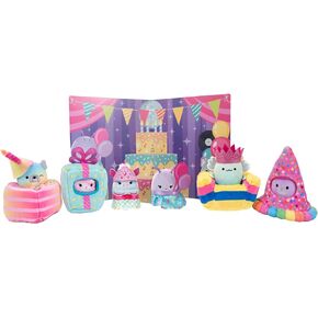 Squishville by Original Squishmallows Birthday Bash Set - Six Exclusive 2-inch Squishmallows Plush, Four Costumes and Accessories, and a Pop-Up Play Display - Toys for Kids in Kuwait