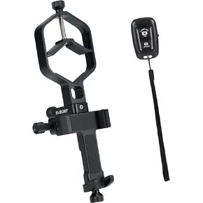 SVBONY SV214 Pro Universal Phone Adapter, 3-Axis Adjustable Digiscoping Adapter with Remote Control Support 28-48mm Eyepiece, Metal Telescope Mount for Capture Images Through Telescope Spotting Scope