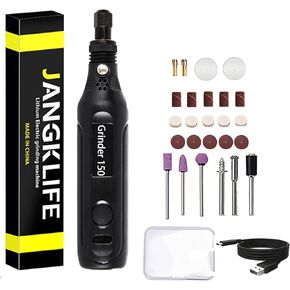 JANGKLIFE مجموعة أدوات دوارة لاسلكية صغيرة، قابلة لإعادة الشحن عبر USB، 3 سرعات قابلة للتعديل، تأتي مع 41 ملحقًا للصنفرة والتلميع والحفر والحفر والحرف اليدوية in Kuwait
