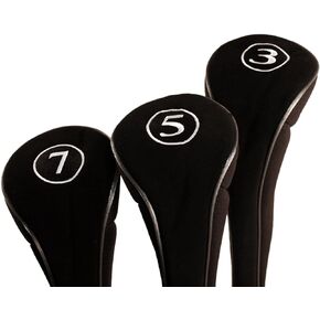 Black Golf Zipper Head Covers 3 5 7 Fairway Woods Headcovers Metal Neoprene Traditional Plain Protective Covers Fits All Fairway Clubs