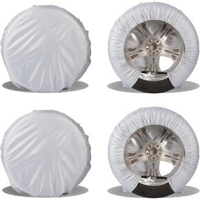 Tire Wheel Covers Wheel Paint Masker 4 Pack Silver Cover for Wheels, Waterproof Dustproof Tire Sun Tough Tire Wheel Protector for Truck, SUV, Trailer, Camper(XL(30-32in))